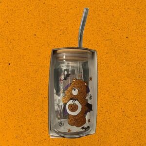 Care Bears 16 Oz. Halloween‎ Glass Tumbler With Bamboo Lid And Glass Straw
